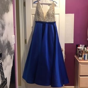 Jovani Royal Blue Beaded Evening Gown